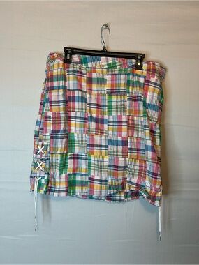 Talbots Colorful Madras Patchwork Plaid Skirt Lined Size 16 Coastal Preppy 73